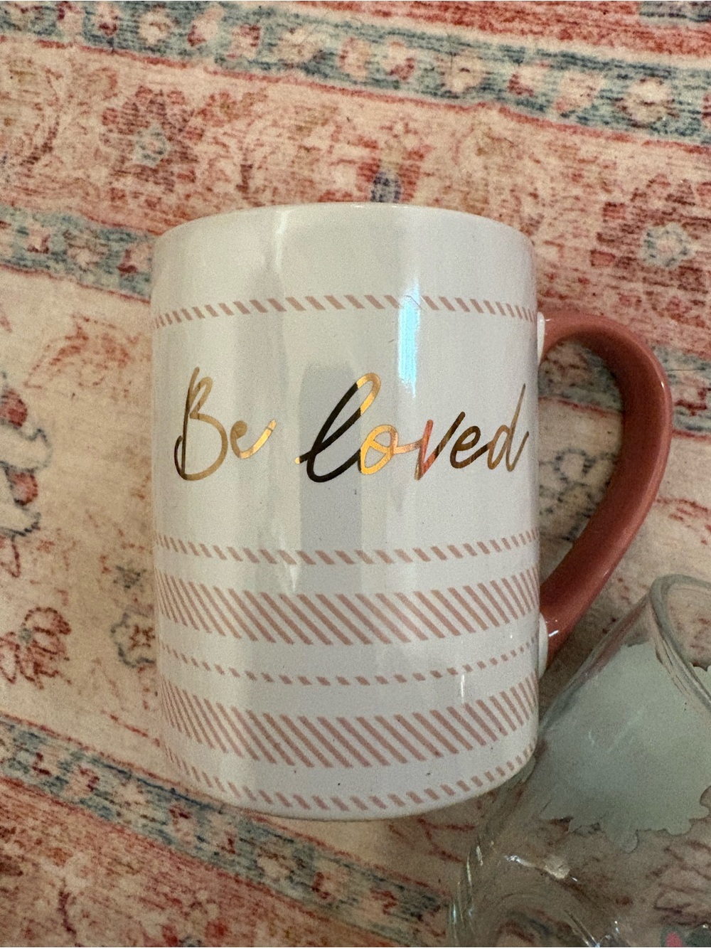 Be Loved Pink Stripe Ceramic Mug - Unknown Brand